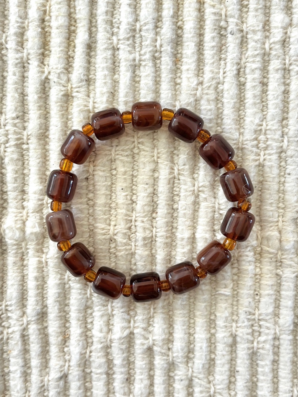Chocolate Brown glass beads stretchy bracelet